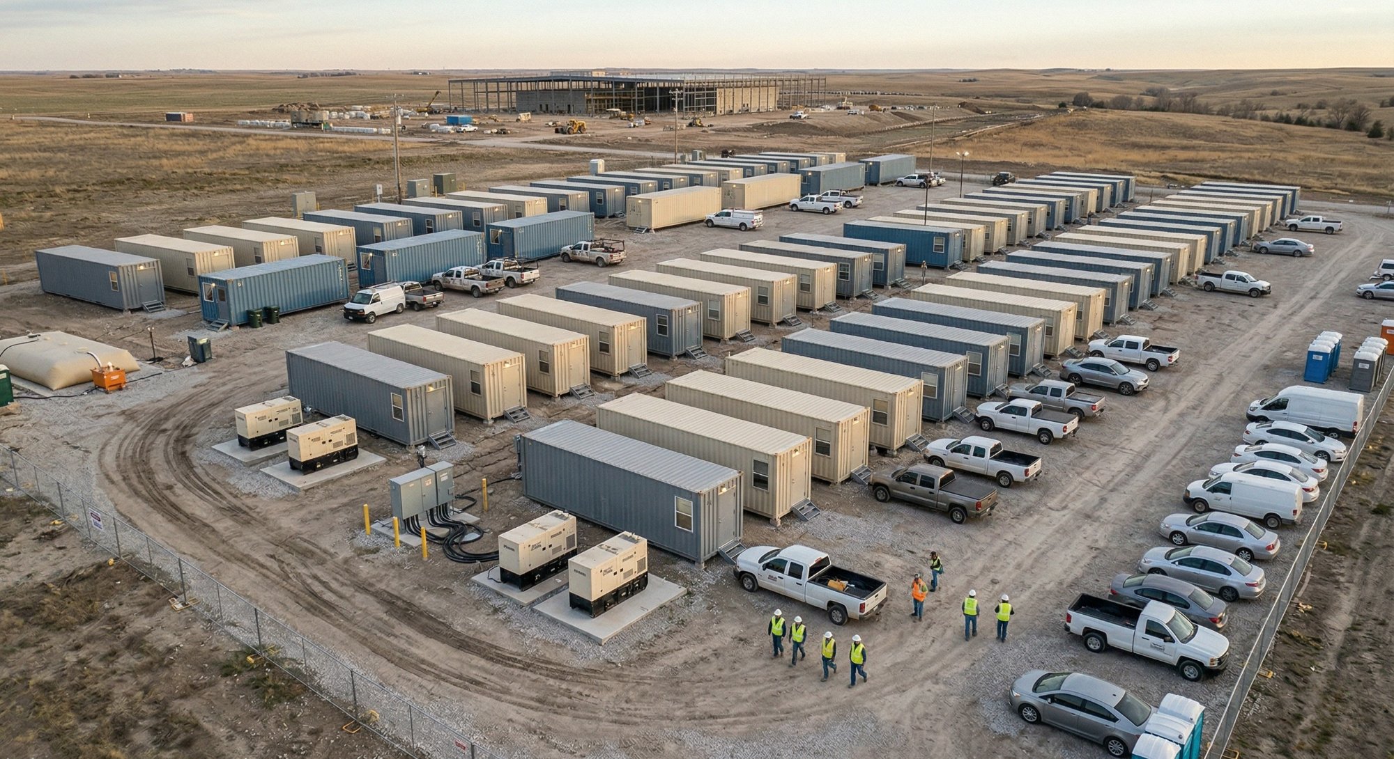 Capsul workforce camp aerial view — 100+ units